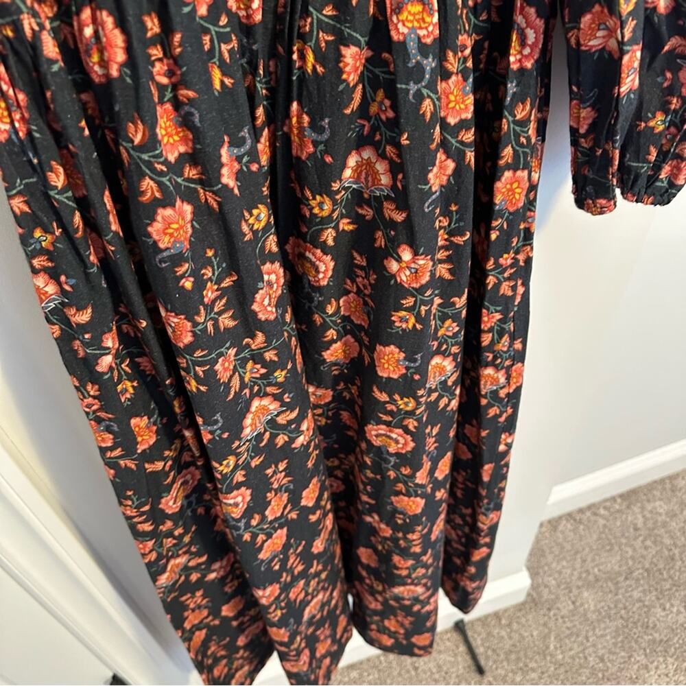 THE GREAT. Black Pink Cotton Floral Maxi Dress XS/S - Picture 6 of 13